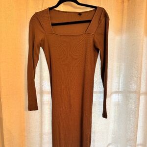 Brown midi long sleeve dress
